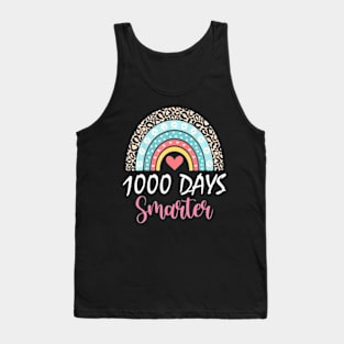 1000 Days Smarter Happy 1000Th Day Of School Rainbow Leopard Tank Top